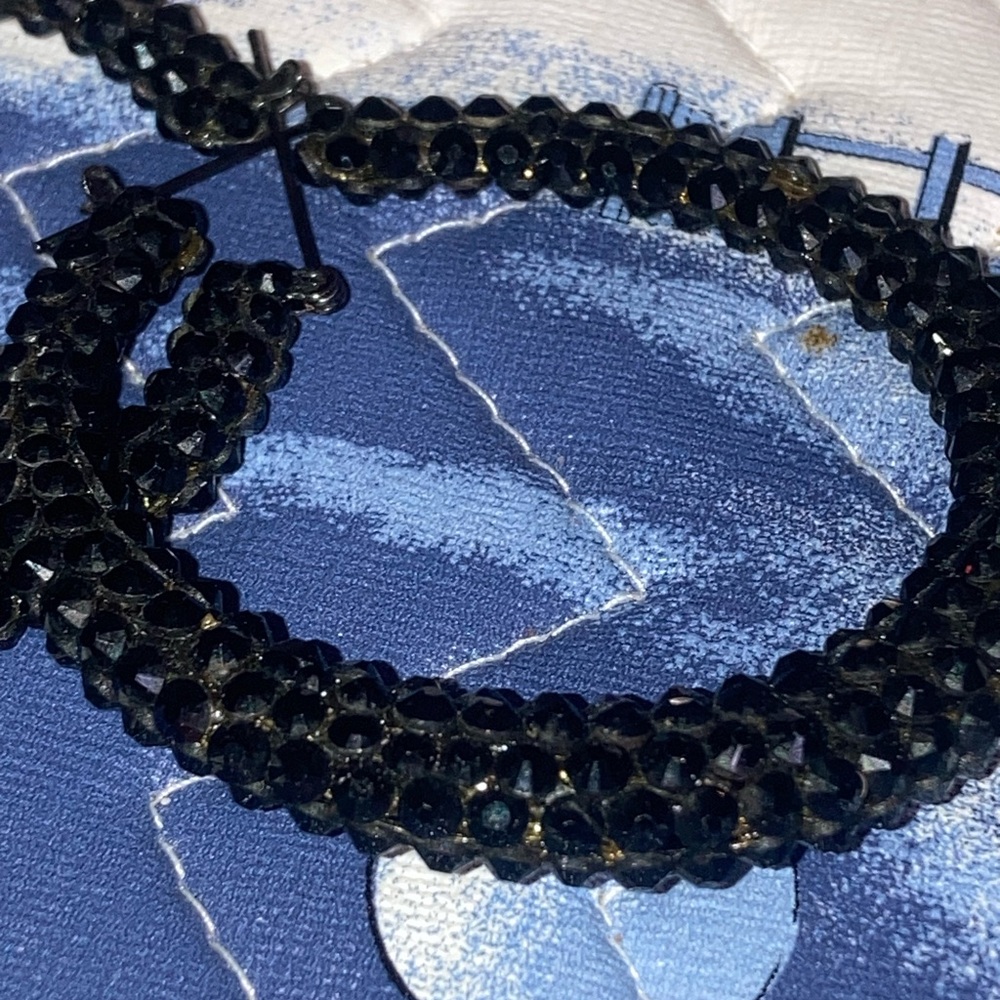 Black Beaded Hoop Earrings - Picture 3 of 3